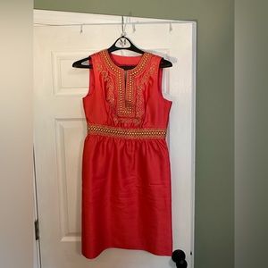 Sleeveless Embellished Coral Sheath Dress